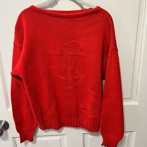Lake Harmony Rowing Club vintage red cotton Nautical sweater size m medium